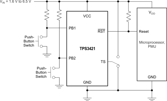 TPS342 TPS3421 Typical Application Diagram TPS342 pg1_cir_bvs211.gif