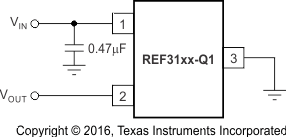 REF31-Q1 Typical Connections for Operating REF31xx-Q1