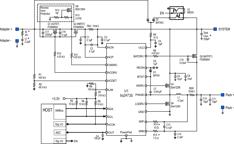 bq24735 Typical System
Schematic With Two NMOS Selectors bq24735 sch1_NMOS_lusak9.gif