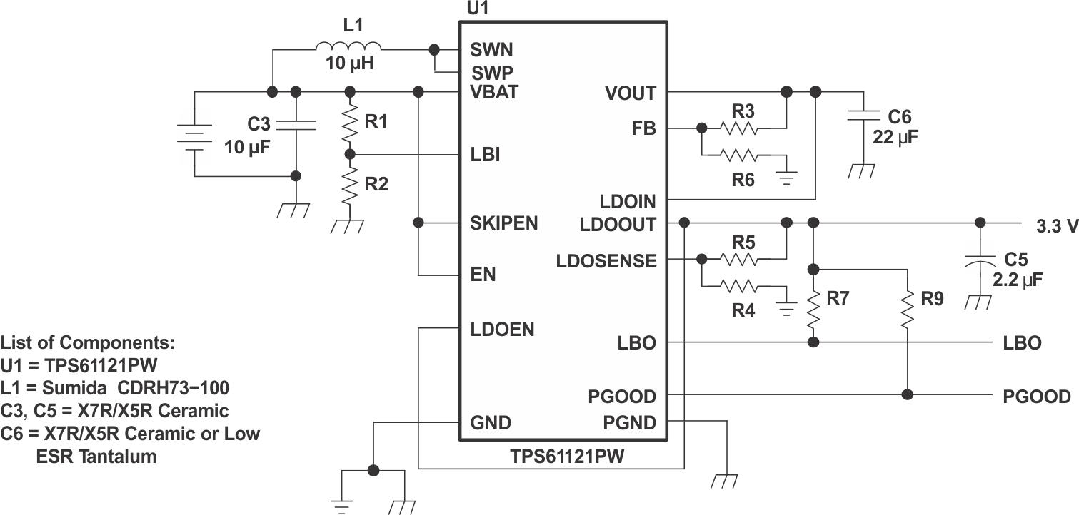 TPS61120 TPS61121 TPS61122 SO_LDO_SCH_LVS427.gif
