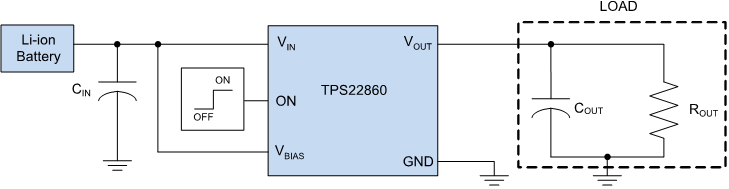 TPS22860 Common Application Schematic TPS22860 tps22860_key_graphic.gif