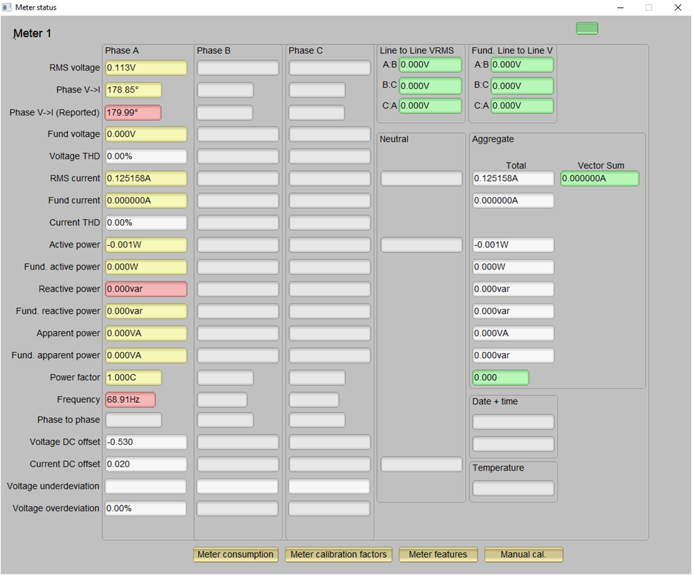 AMC-ADC-1PH-EVM GUI Results Window