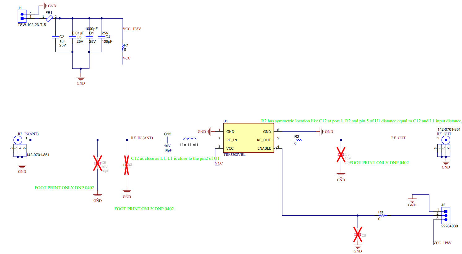 TRF3302EVM TRF3302EVM Schematic for L2/L5 Bands