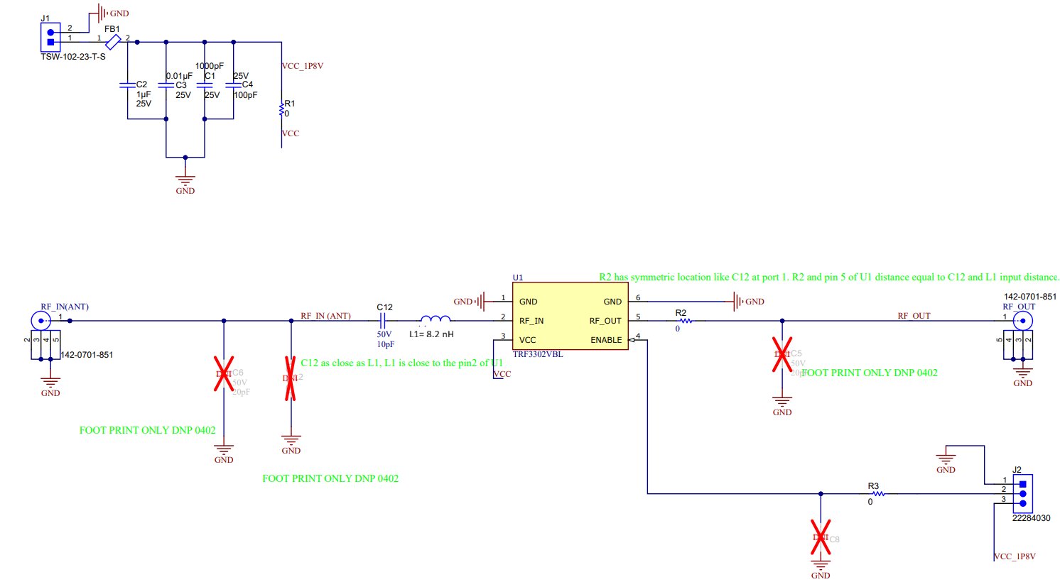 TRF3302EVM TRF3302EVM Schematic for L1 Band 