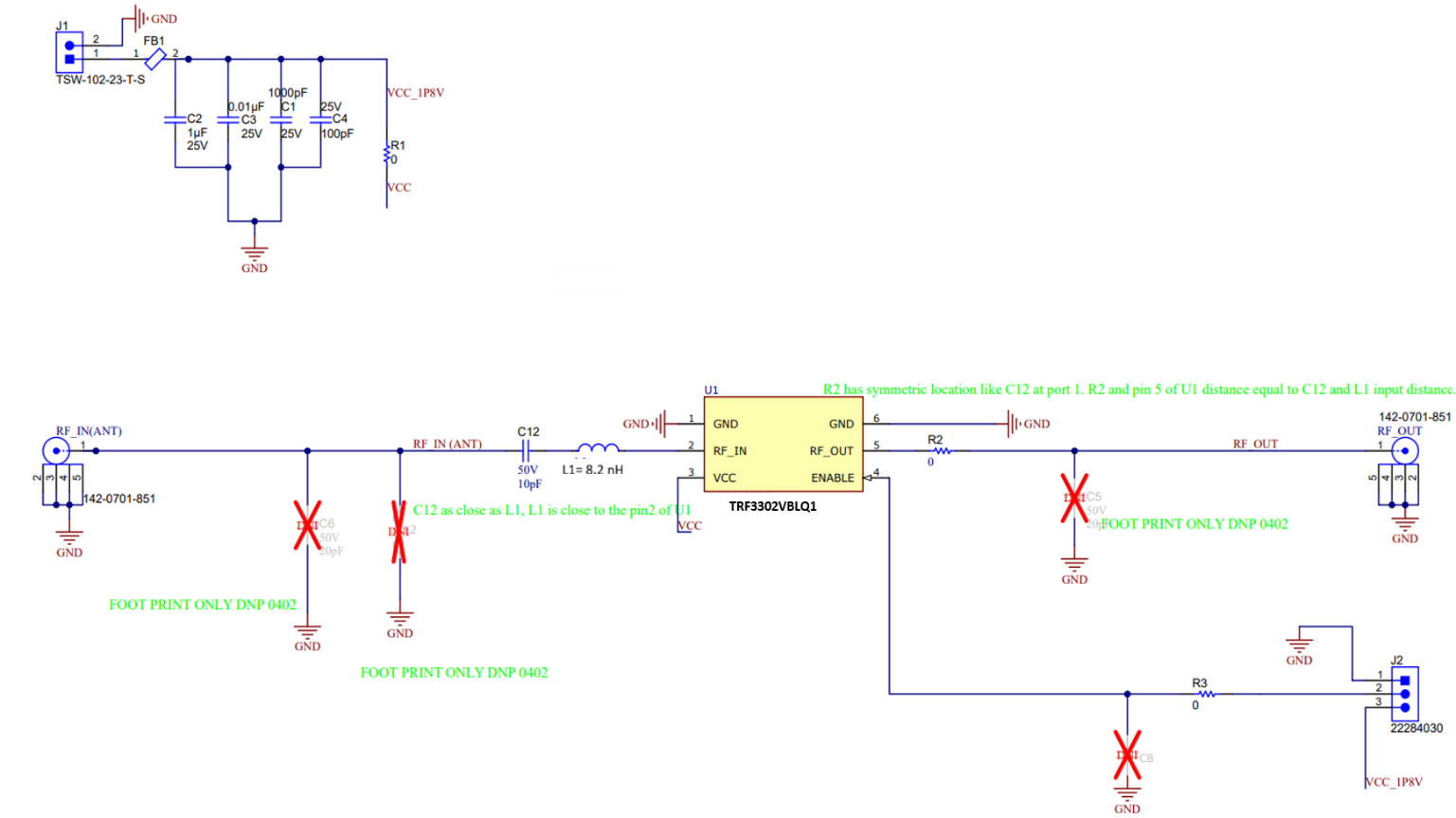 TRF3302Q1EVM TRF3302Q1EVM Schematic for L1 Band