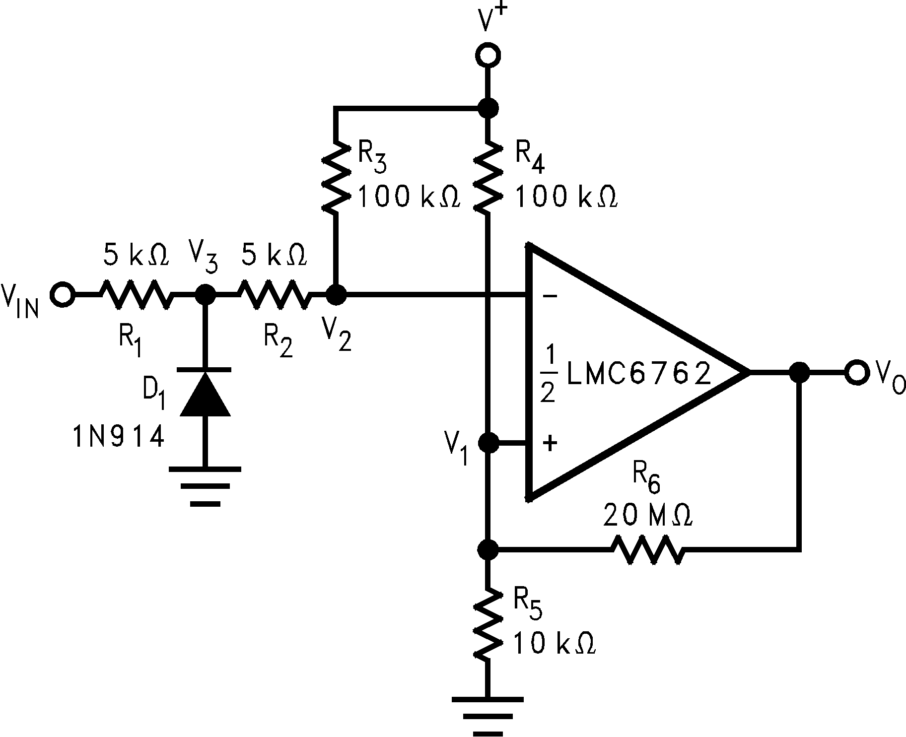 LMC6762 Zero Crossing Detector