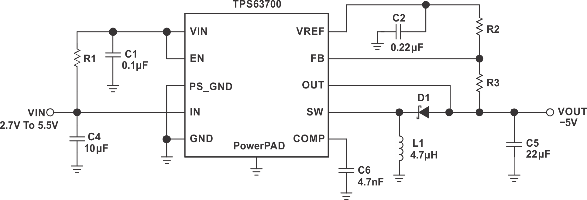  Typical Application Circuit of
                    TPS63700