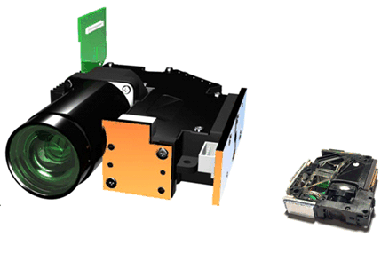 DLP2000, DLP2010, DLP230NP, DLP3010 75mm DLP4501 光學(xué)模塊（左）與 25mm DLP2010 光學(xué)模塊（右）的對(duì)比