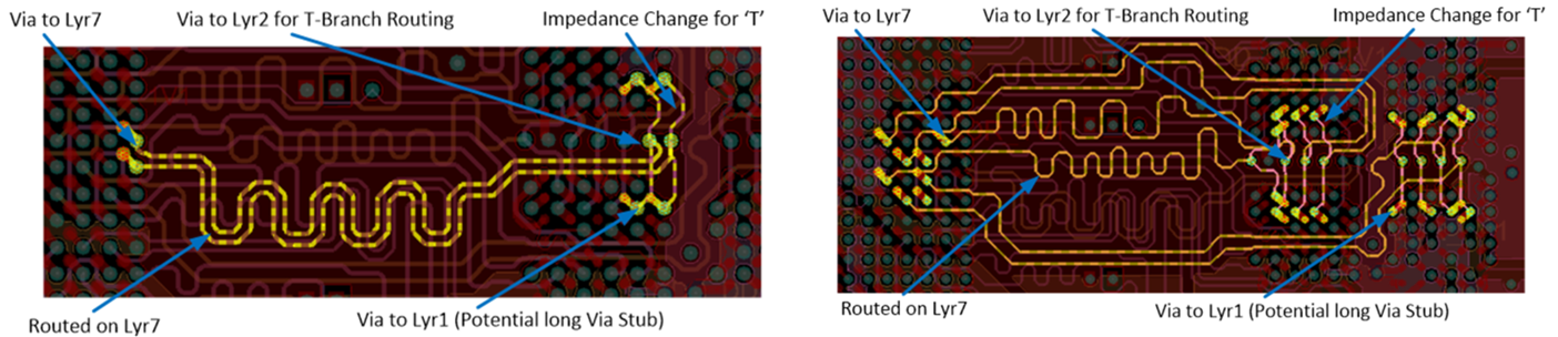 J722S, AM67x, TDA4VEN-Q1, TDA4AEN-Q1 LPDDR4 時(shí)鐘和 CA 布線示例 