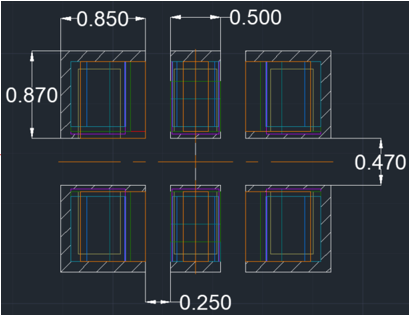  疊加了 11 種器件外形尺寸的 6 引腳 2.5mm × 2.0mm DLF 通用焊盤圖案