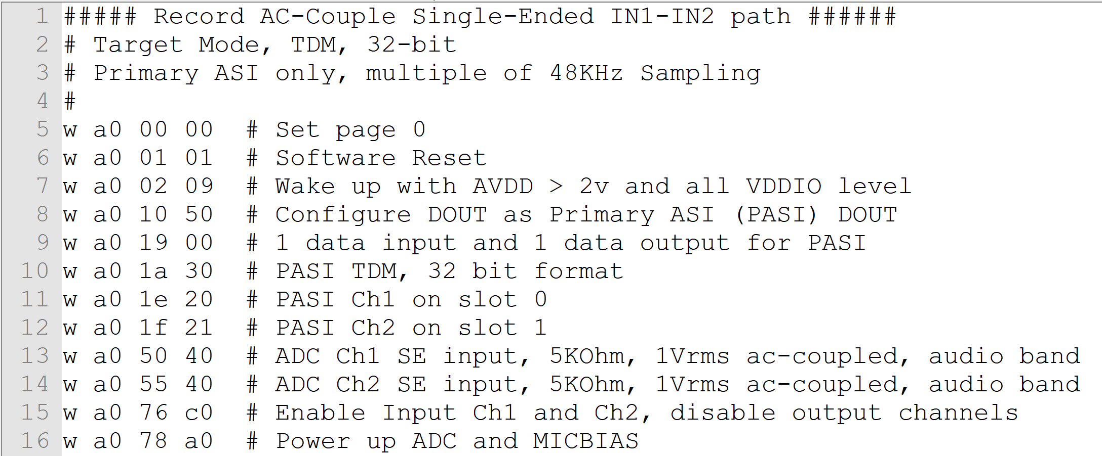  單端交流耦合寄存器設(shè)置