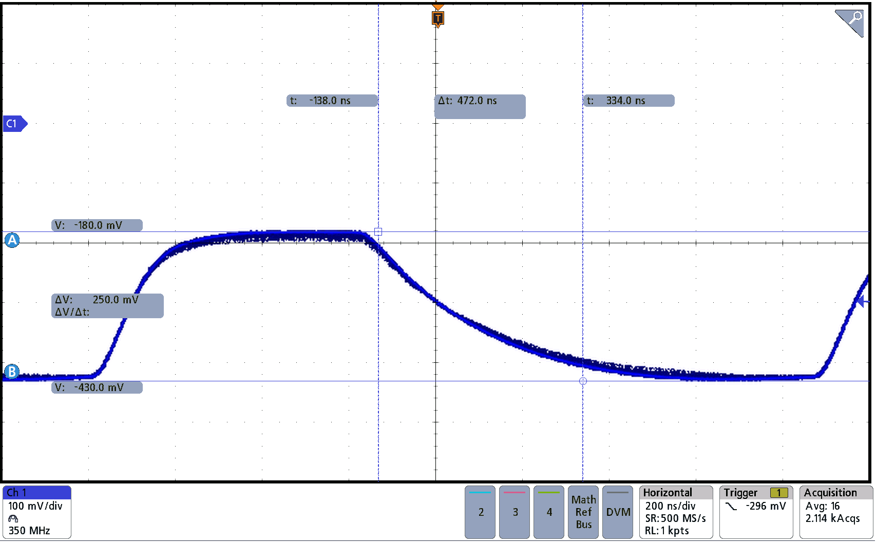  200nA-20nA 電流級的示波器采集