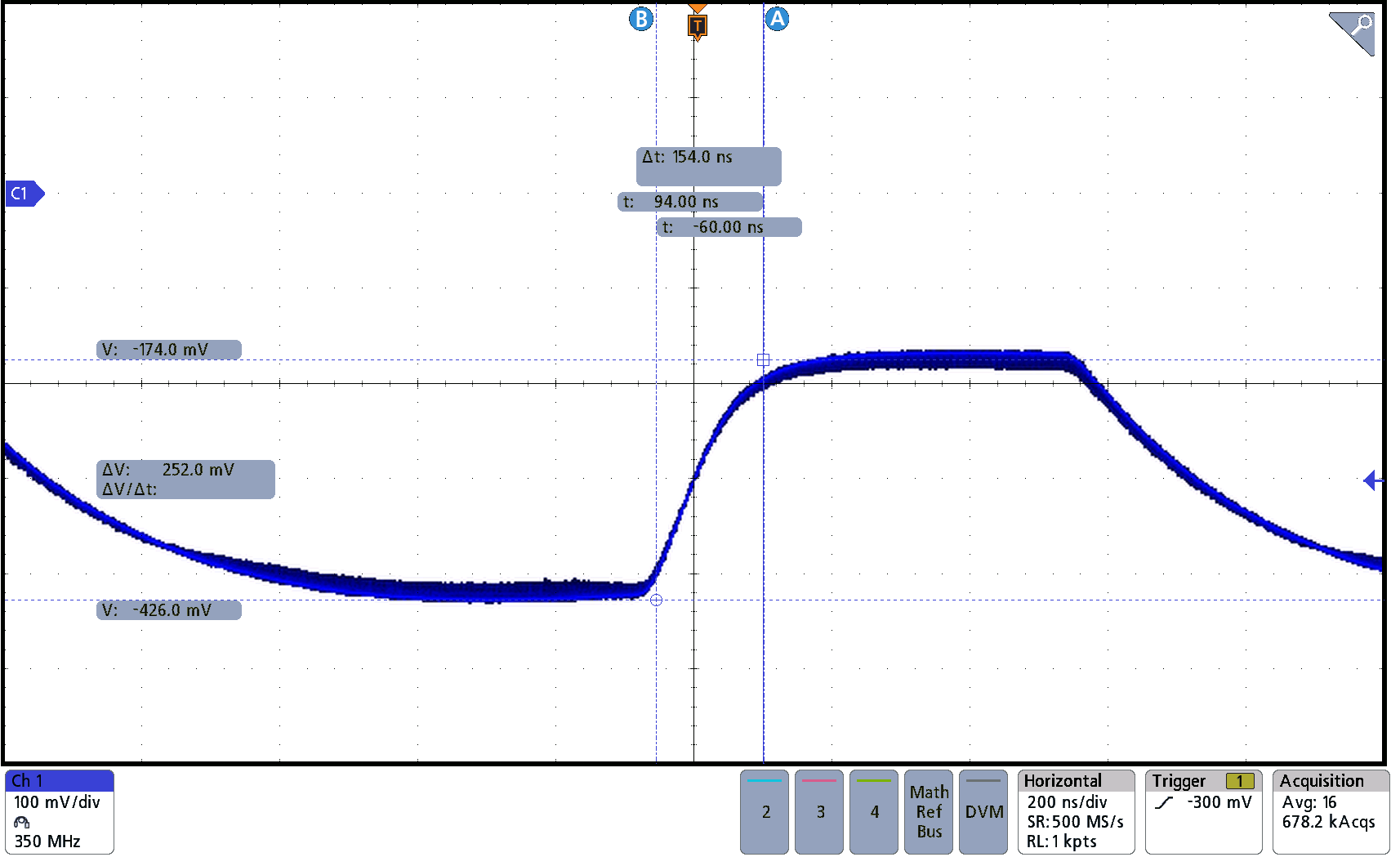  20nA-200nA 電流級的示波器采集