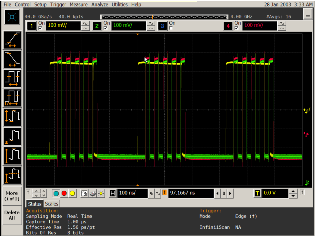  連續(xù)模式下 Primary、Secondary1 和 Secondary2 的同步波形