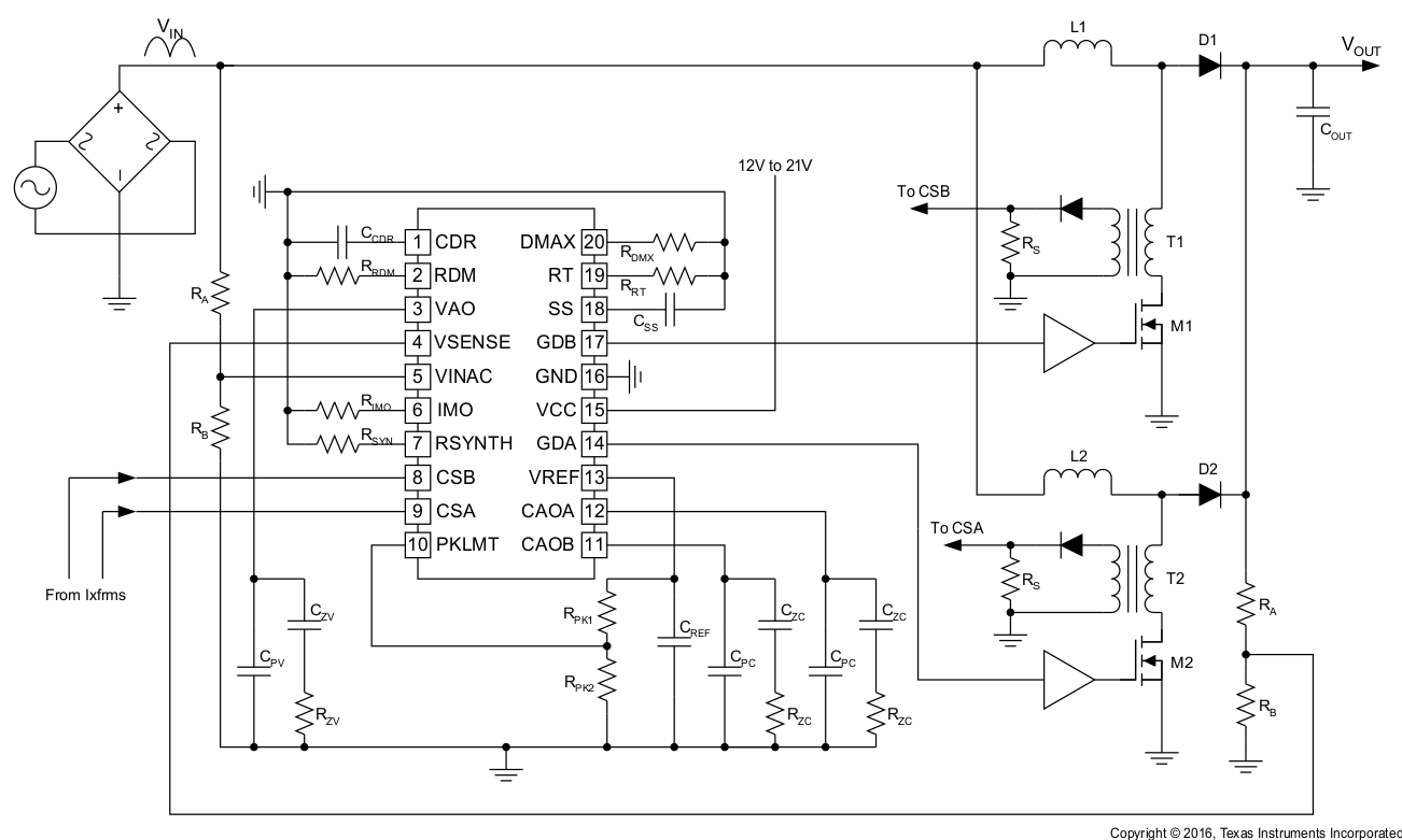UCC28070 UCC28070A 簡化版應(yīng)用示意圖