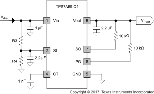 TPS7A66-Q1 TPS7A69-Q1 Typ_App_69xx_SLVSBL0.gif