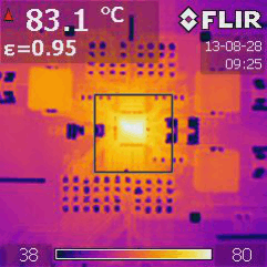TPS65261 TPS65261-1 Thermal Signature of TPS65261EVM GUID-6318BA97-690C-4BE2-8039-A6AD33DE68E7-low.gif