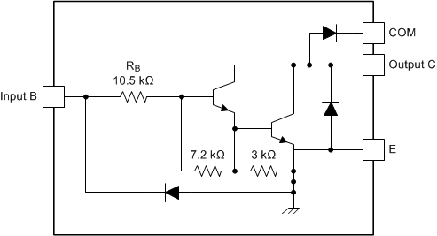 ULN2002A ULN2003A ULN2003AI ULQ2003A ULN2004A ULQ2004A ULN2004A 和 LQ2004A 方框圖