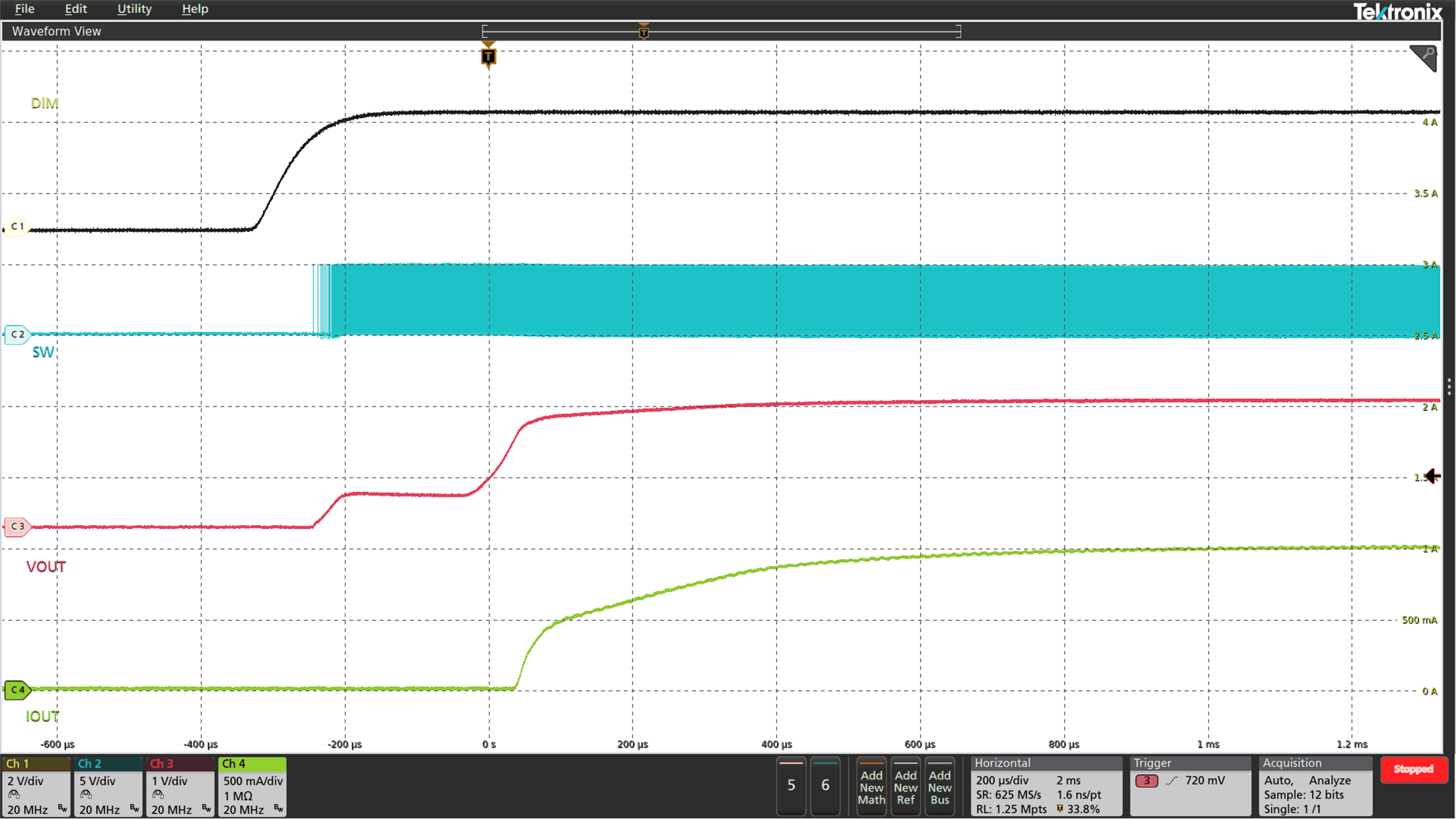 Start-Up at 100% Duty Cycle and 50 kHz GUID-08C34FAD-87BD-4FDE-839D-87147FBC9AD3-low.gif