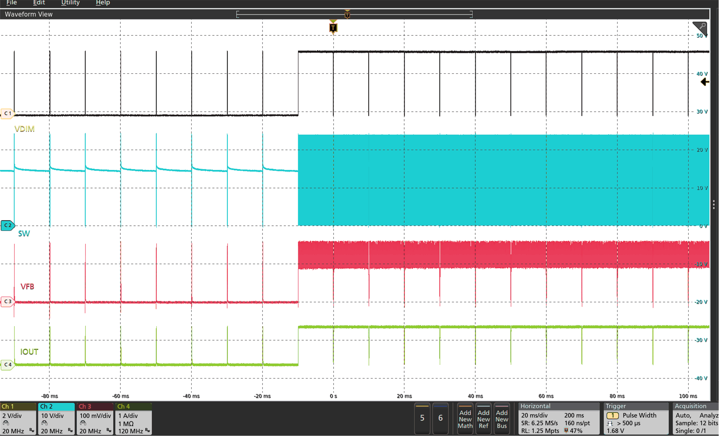 LED Current Transient From 1% to 100% Duty Cycle at 500 Hz GUID-EB9367C2-FD9E-4C87-A640-822AF25A8750-low.gif