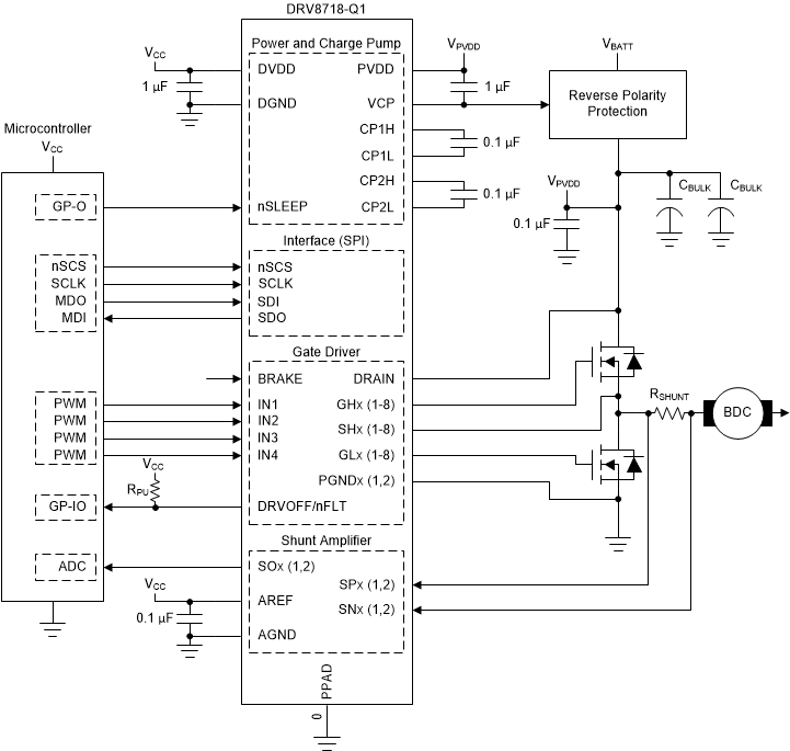 DRV8714-Q1 DRV8718-Q1 DRV8718-Q1
          Typical Application