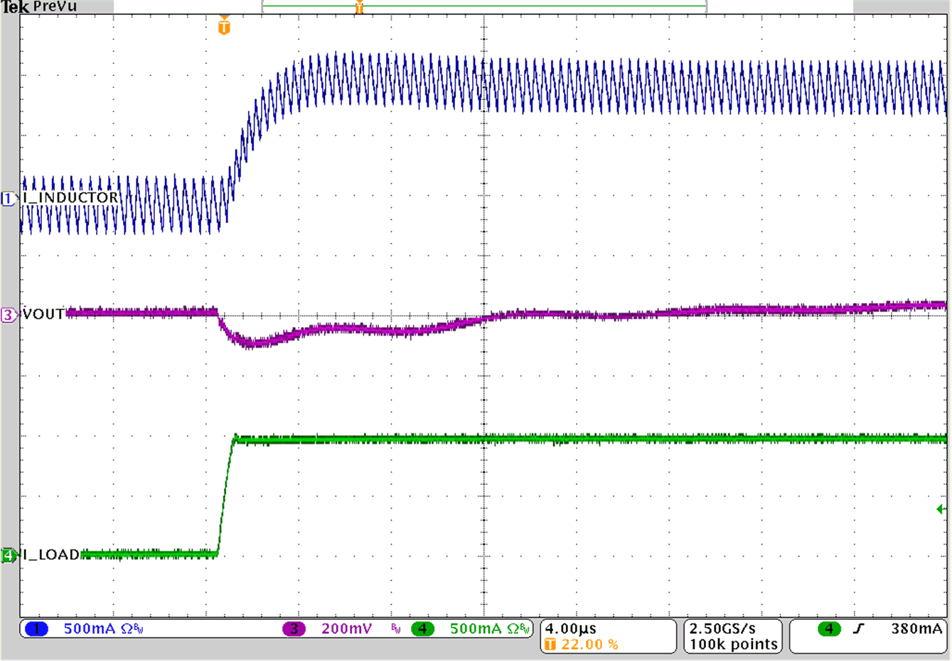 TPS62902 負載瞬態(tài)響應(yīng) - 上升沿 GUID-20201026-CA0I-FW97-D3SX-GK8PDLDDR1JL-low.gif