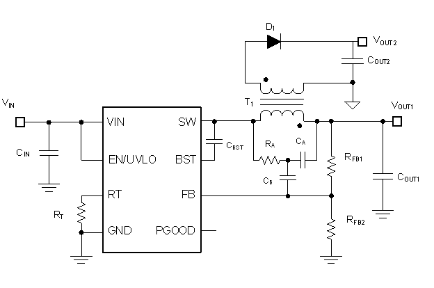 LM5168 LM5169 典型 Fly-Buck? 轉(zhuǎn)換器應(yīng)用電路