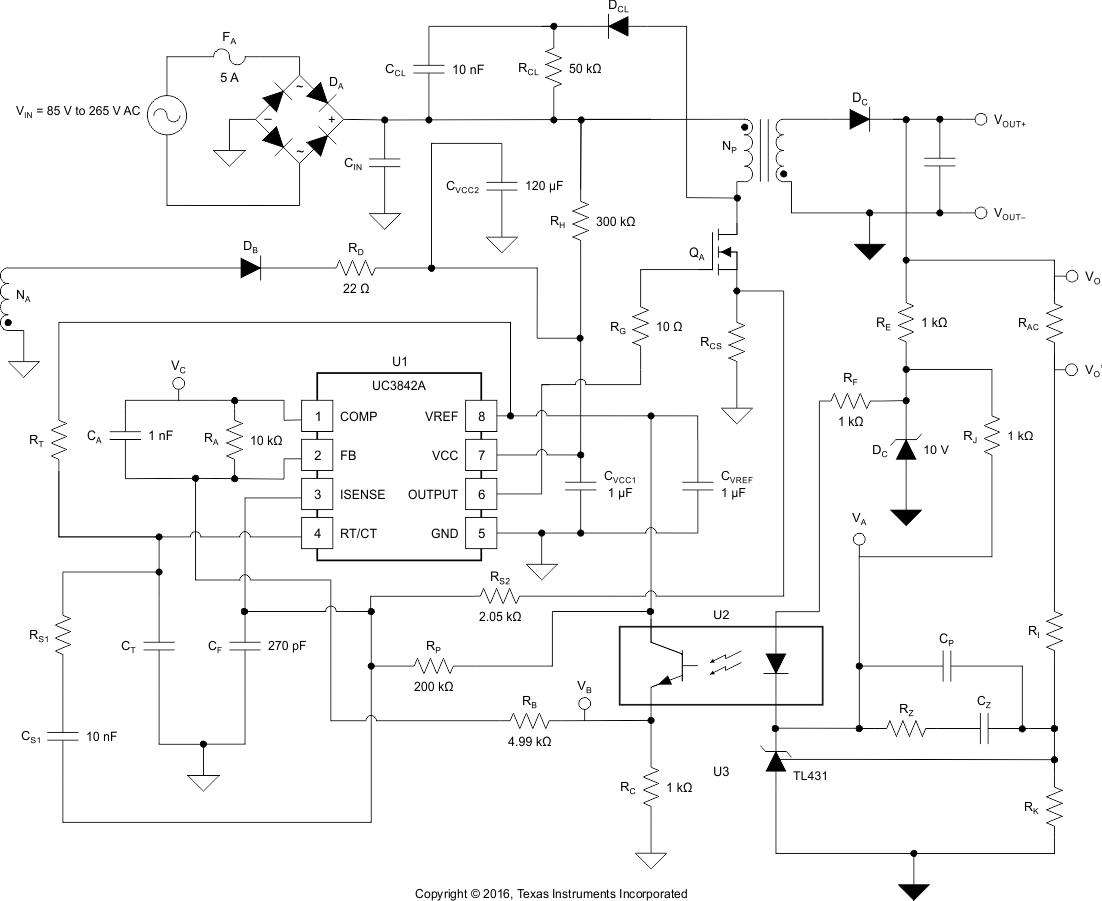 UC1842A UC1843A UC1844A UC1845A  UC2842A UC2843A UC2844A UC2845A  UC3842A UC3843A UC3844A UC3845A 典型反激式應用電路