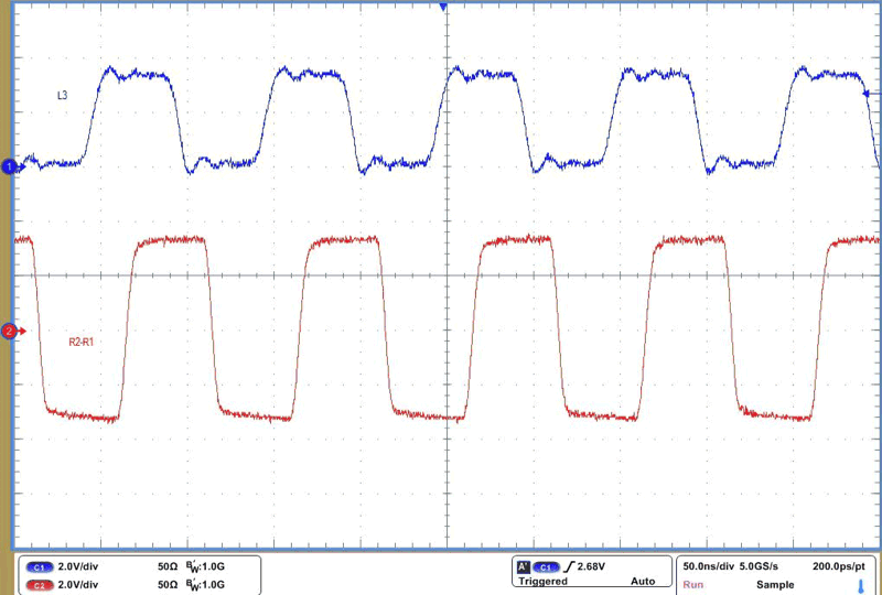 THVD4431 RS-485 Driver Waveform at 20 Mbps and VCC = 5 V GUID-20231107-SS0I-RSV4-GXHS-CJFQP6R7HCF6-low.png
