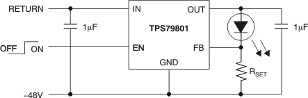 TPS798-Q1 Constant Brightness for Indicator LED Over Wide Input Voltage Range TPS798-Q1 Constant Brightness for Indicator LED Over Wide Input Voltage Range
