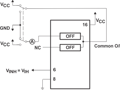 SN74HC4851-Q1 關(guān)斷通道最大漏電流，任何一個通道，測試設(shè)置