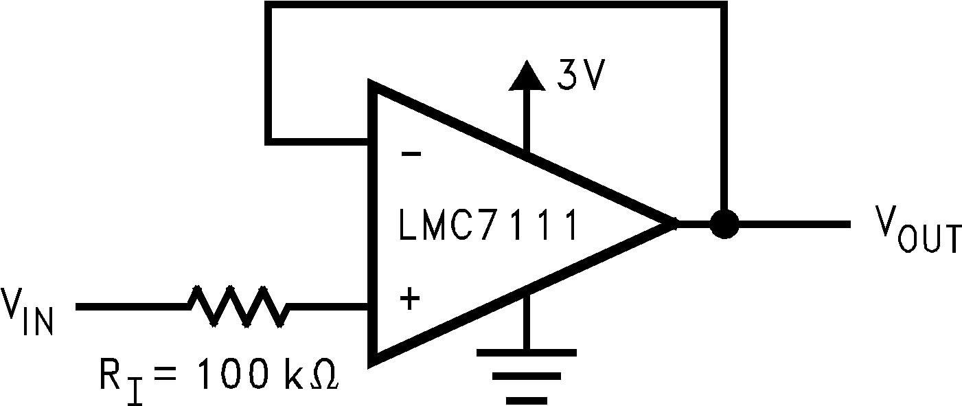 LMC7111 在電壓超過(guò)電源電壓的情況下，提供 Ri 輸入電流保護(hù)