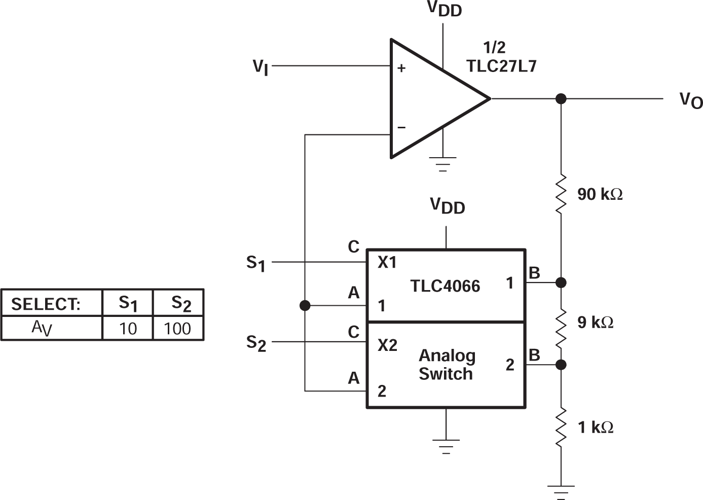 TLC27L2 TLC27L2A TLC27L2B TLC27L7 具有數(shù)字增益選擇功能的放大器，VDD = 5V 至 16V