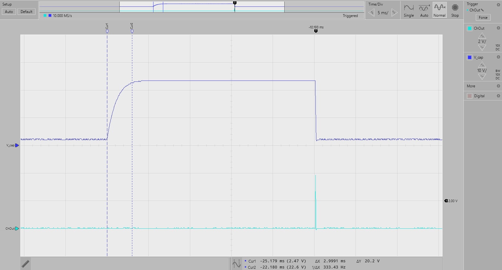 TIDA-01509 單次斷線檢測(cè)，Rpullup = 100kΩ - V_cap (2)，ChOut (1)
