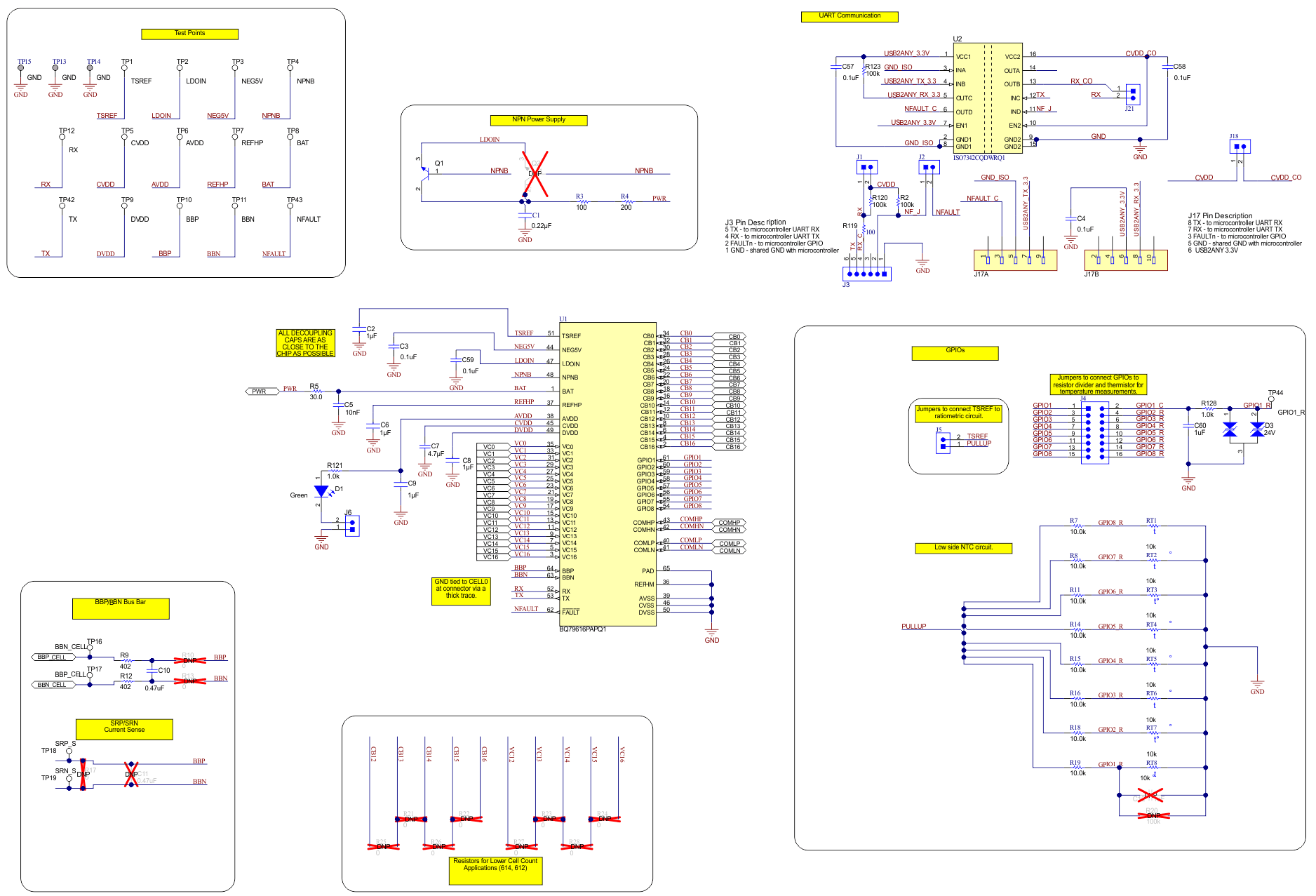 BQ79616-Q1 BQ75614-Q1 BQ79656-Q1 BQ79616EVM 原理圖第 1 部分