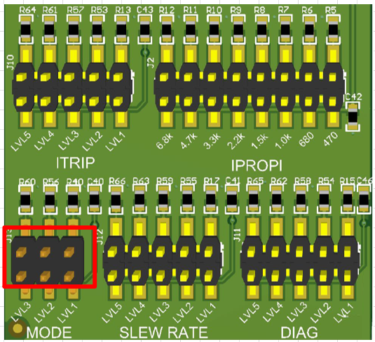 DRV8243S-Q1EVM, DRV8243H-Q1EVM, DRV8244S-Q1EVM, DRV8244H-Q1EVM, DRV8245S-Q1EVM DRV824x 和 DRV814x 硬件型號配置跳線