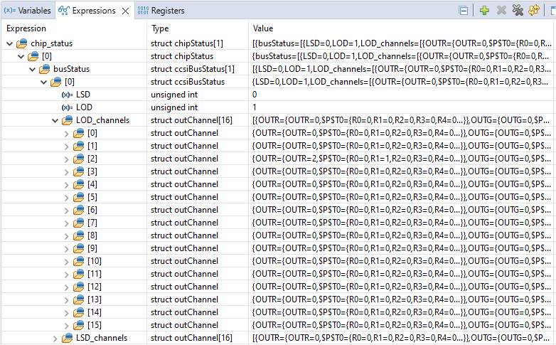 LP5891Q1EVM LP5891-Q1 顯示具有 LOD 的 chip_status 表達(dá)式的擴(kuò)展掃描線的示例