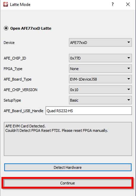  啟動 AFE77xxD Latte 軟件