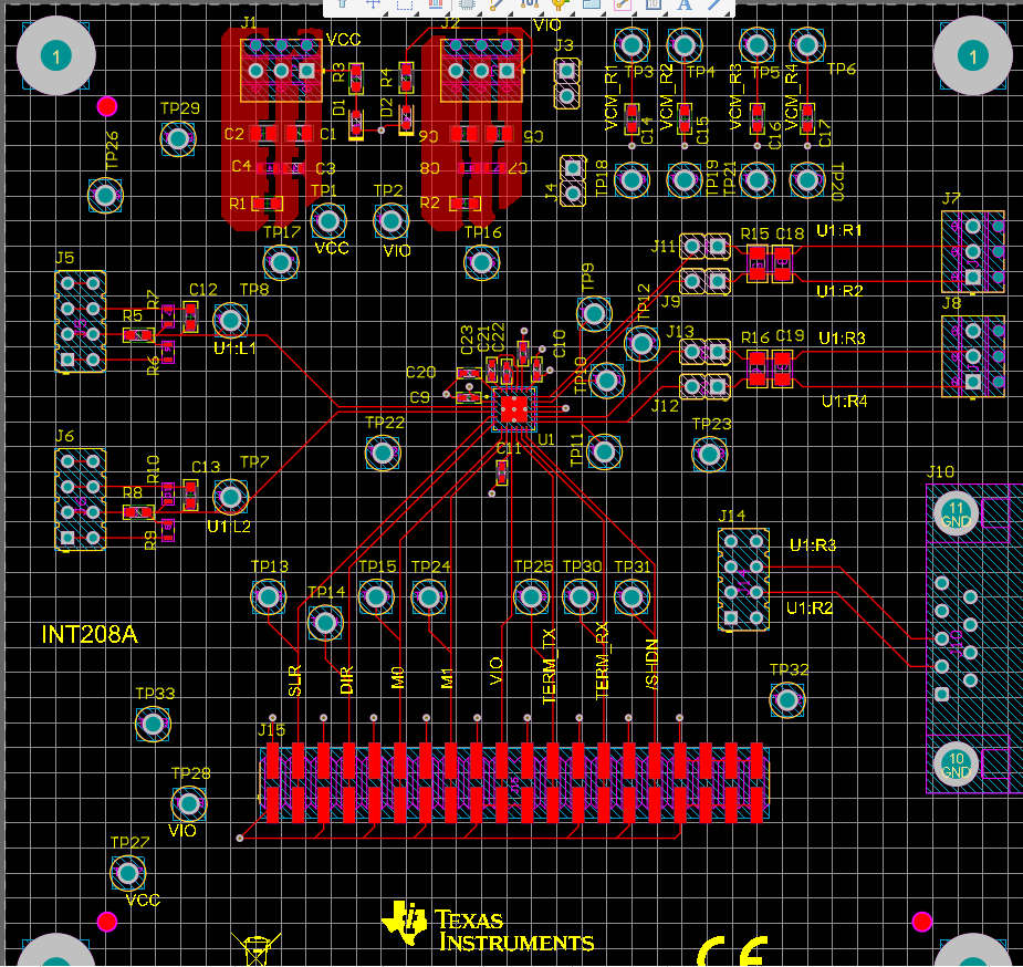 THVD4411EVM PCB 布局的頂層 — THVD4411EVM