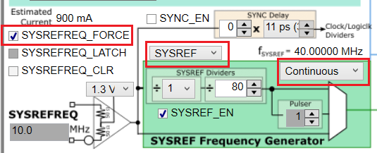 LMX1860SEPEVM 連續(xù) SYSREF 配置
