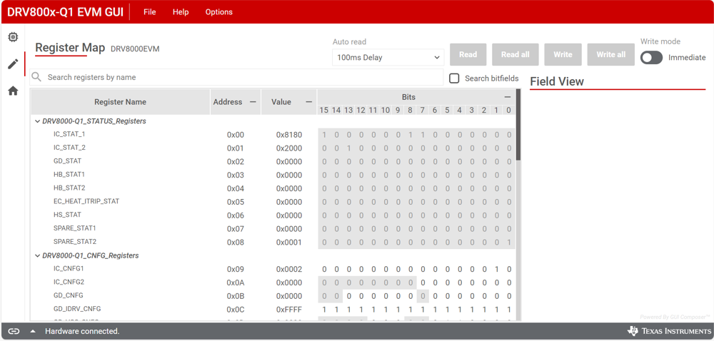 DRV8000-Q1EVM, 寄存器映射頁(yè)面