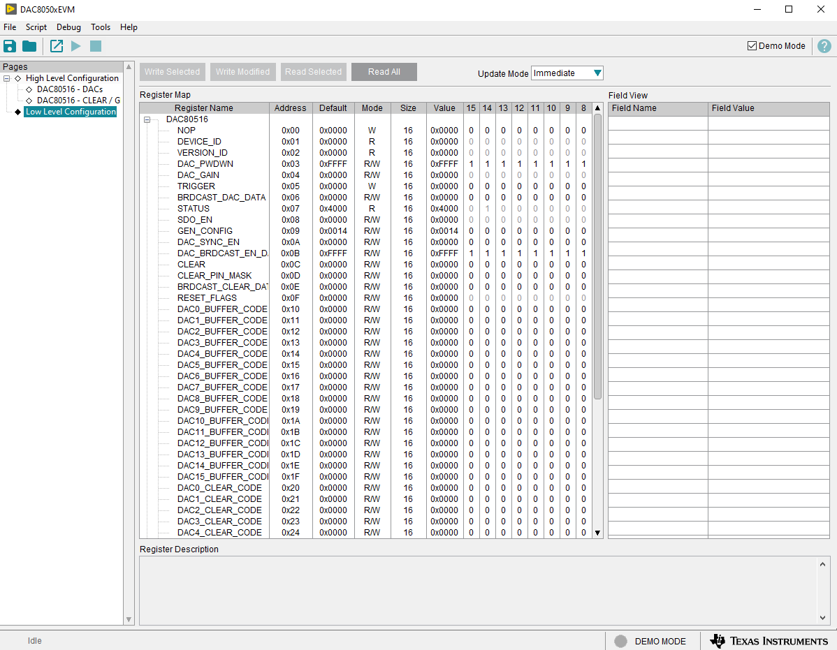 DAC80516EVM DAC805xxEVM GUI 啟動時選擇 DAC80516