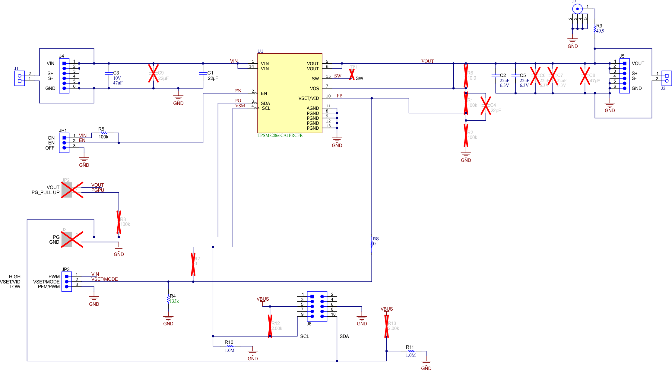 TPSM82866AA0PEVM, TPSM82866CA1PEVM, TPSM82866CA2PEVM, TPSM82866CA3PEVM TPSM82866CA1PEVM (SR054-004) 原理圖