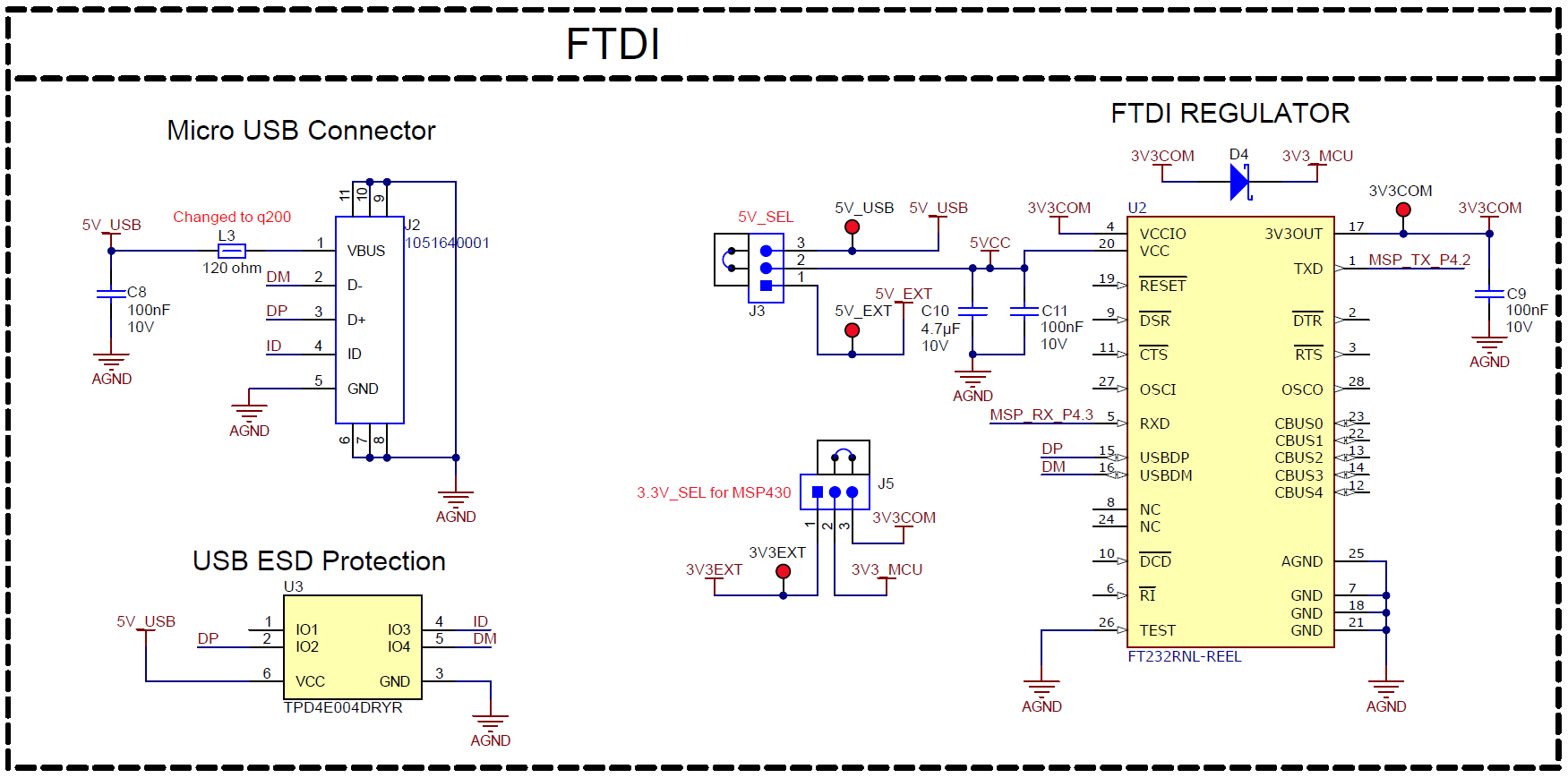 MCF8315PWPEVM USB 轉(zhuǎn) UART 原理圖