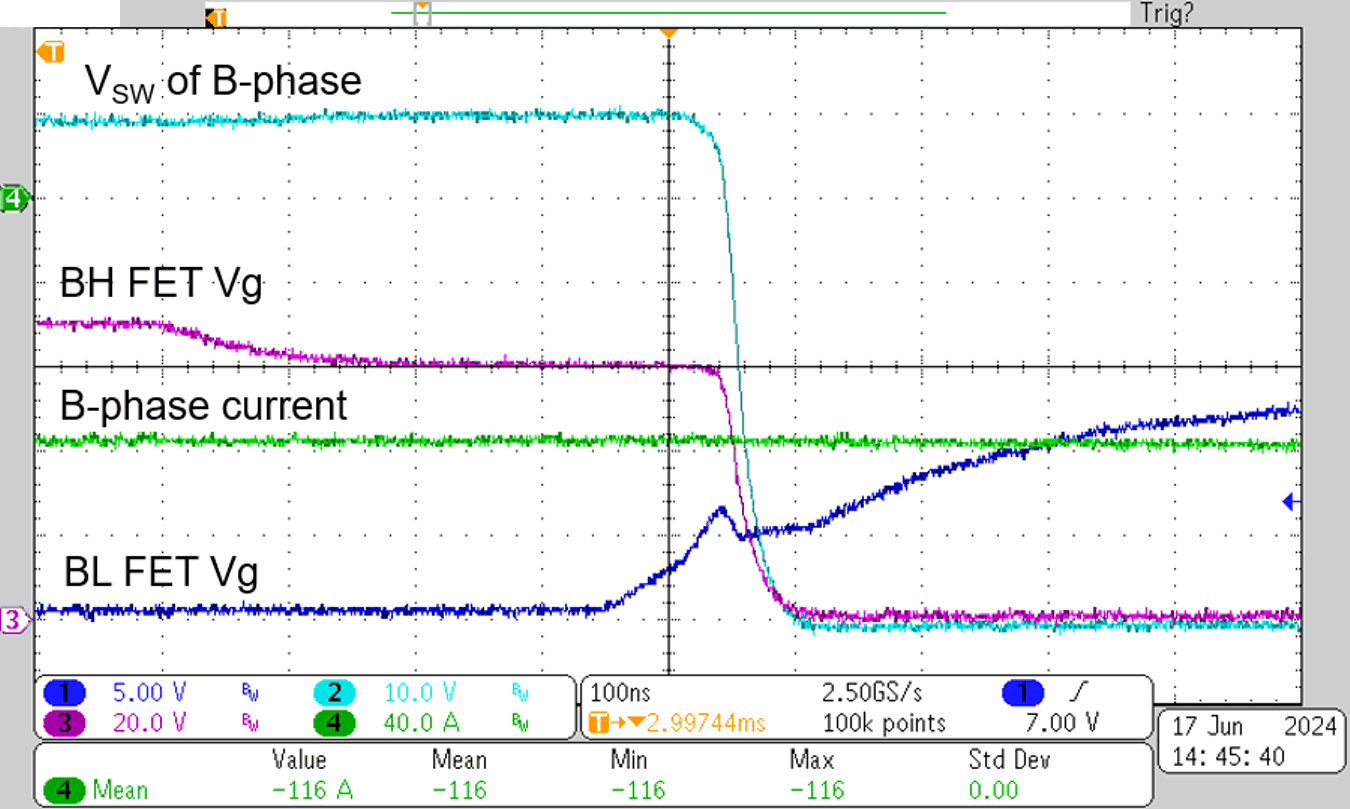TIDA-010956 軟開關(guān)，60V、-116A 時(shí)的相電流