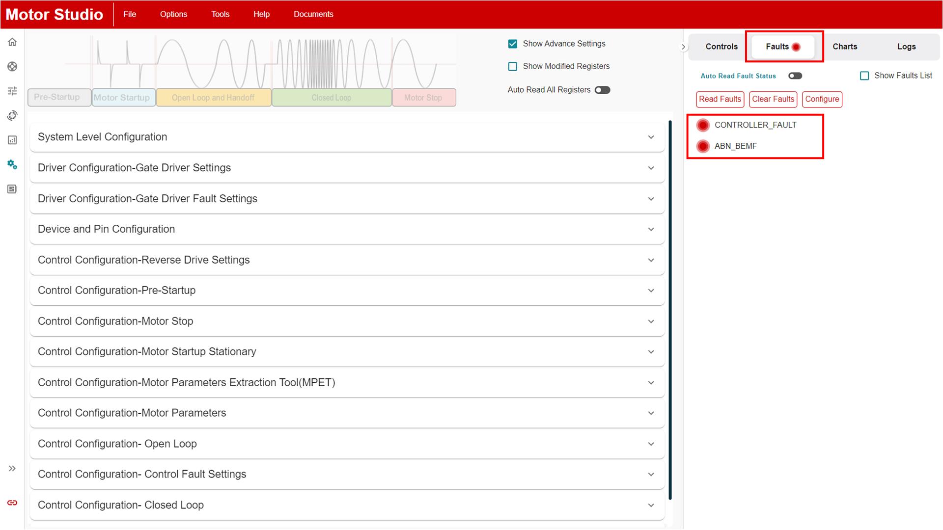  “故障”選項(xiàng)卡