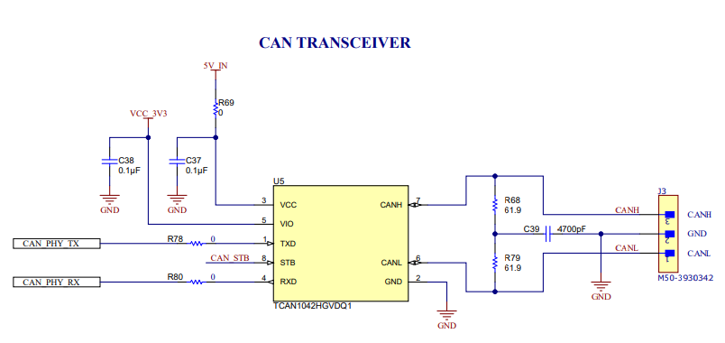 xWRL1432BOOST-BSD EVM 中使用的 CAN FD PHY