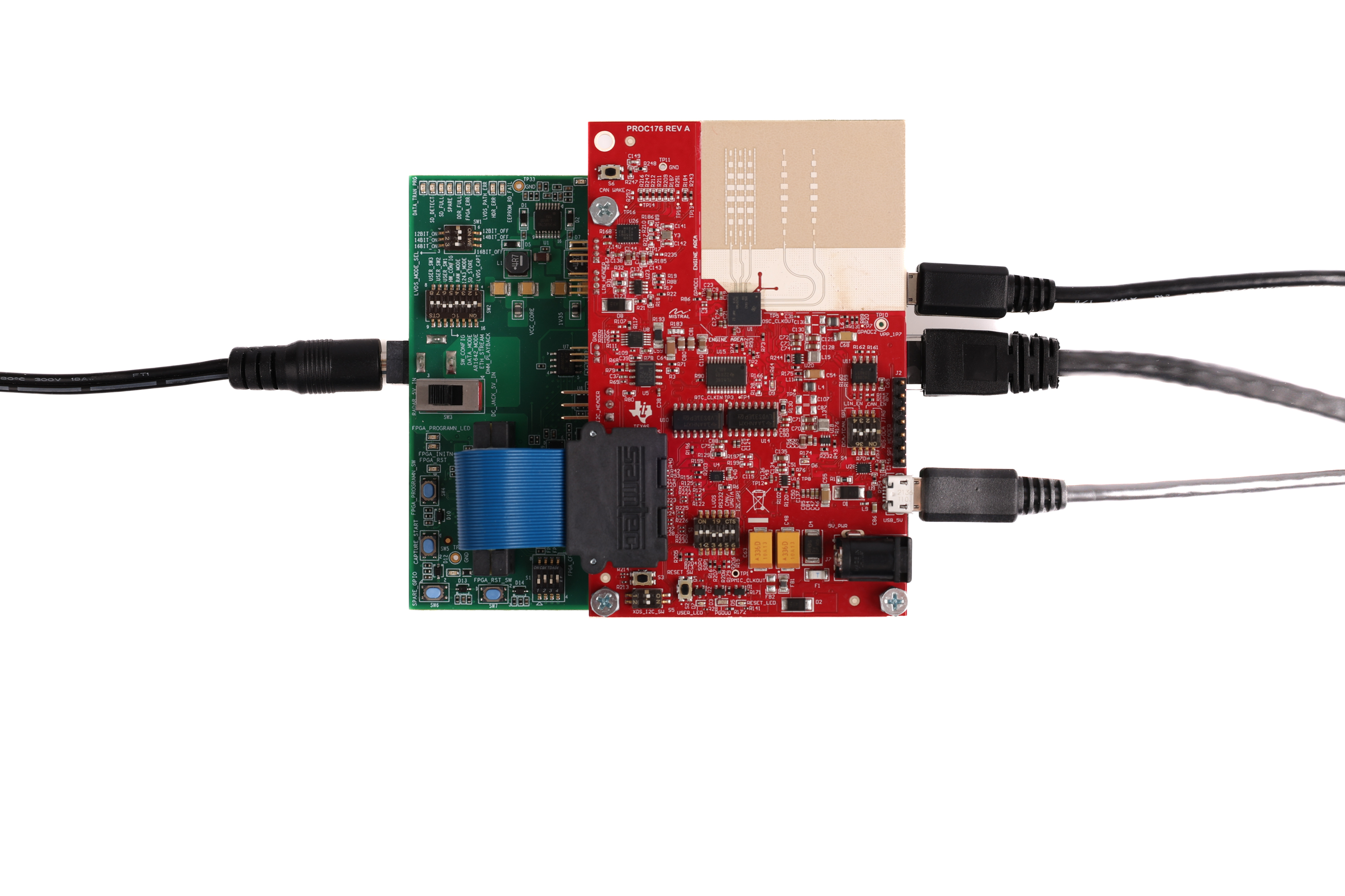 xWRL1432BOOST-BSD DCA1000EVM 模式（頂視圖）