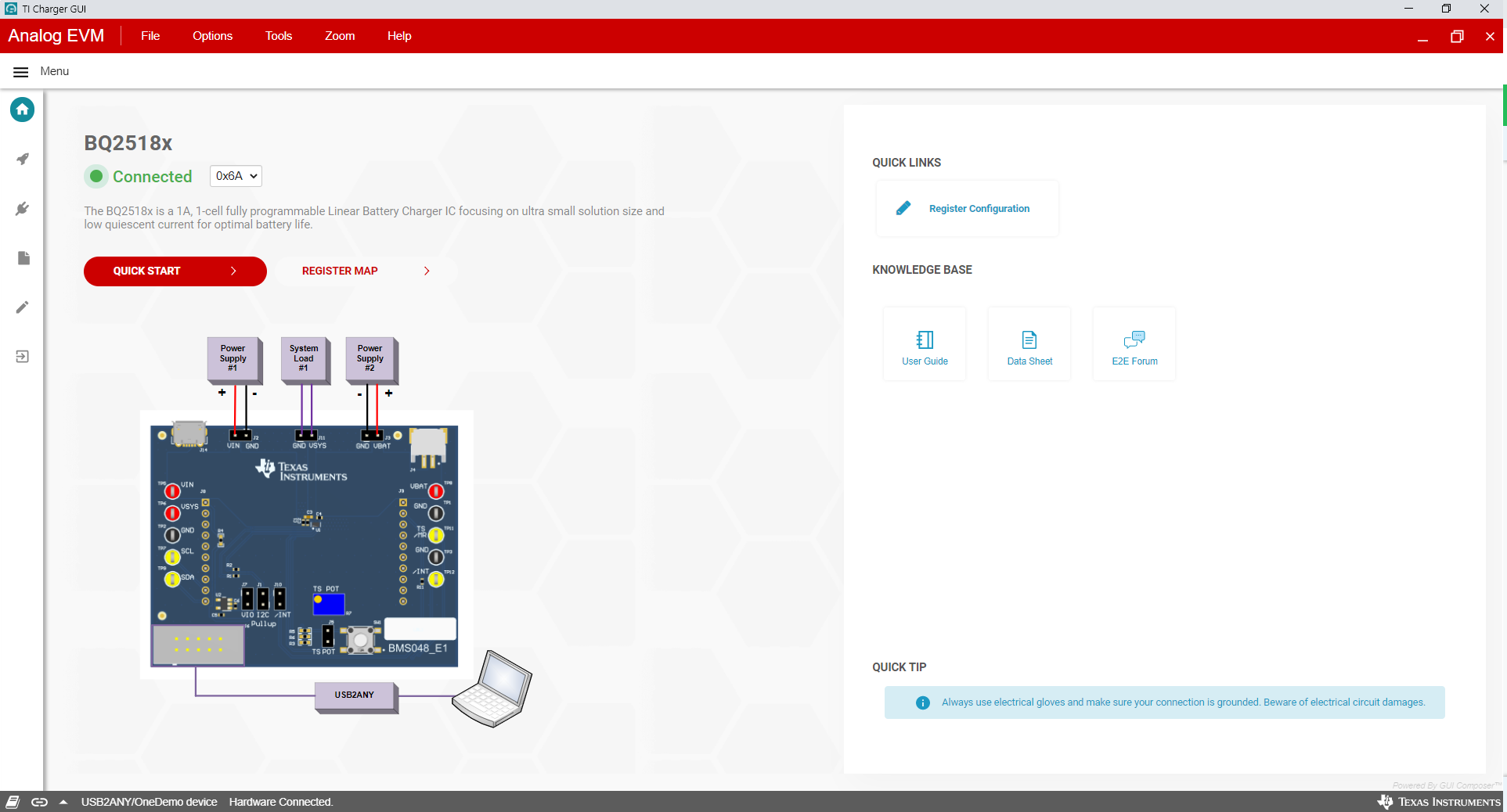 BQ25188EVM BQ25188EVM 已連接