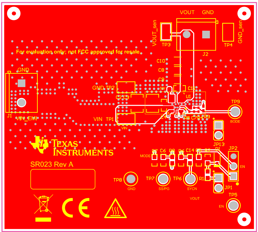 TPSM84338EVM 頂層銅（頂視圖）